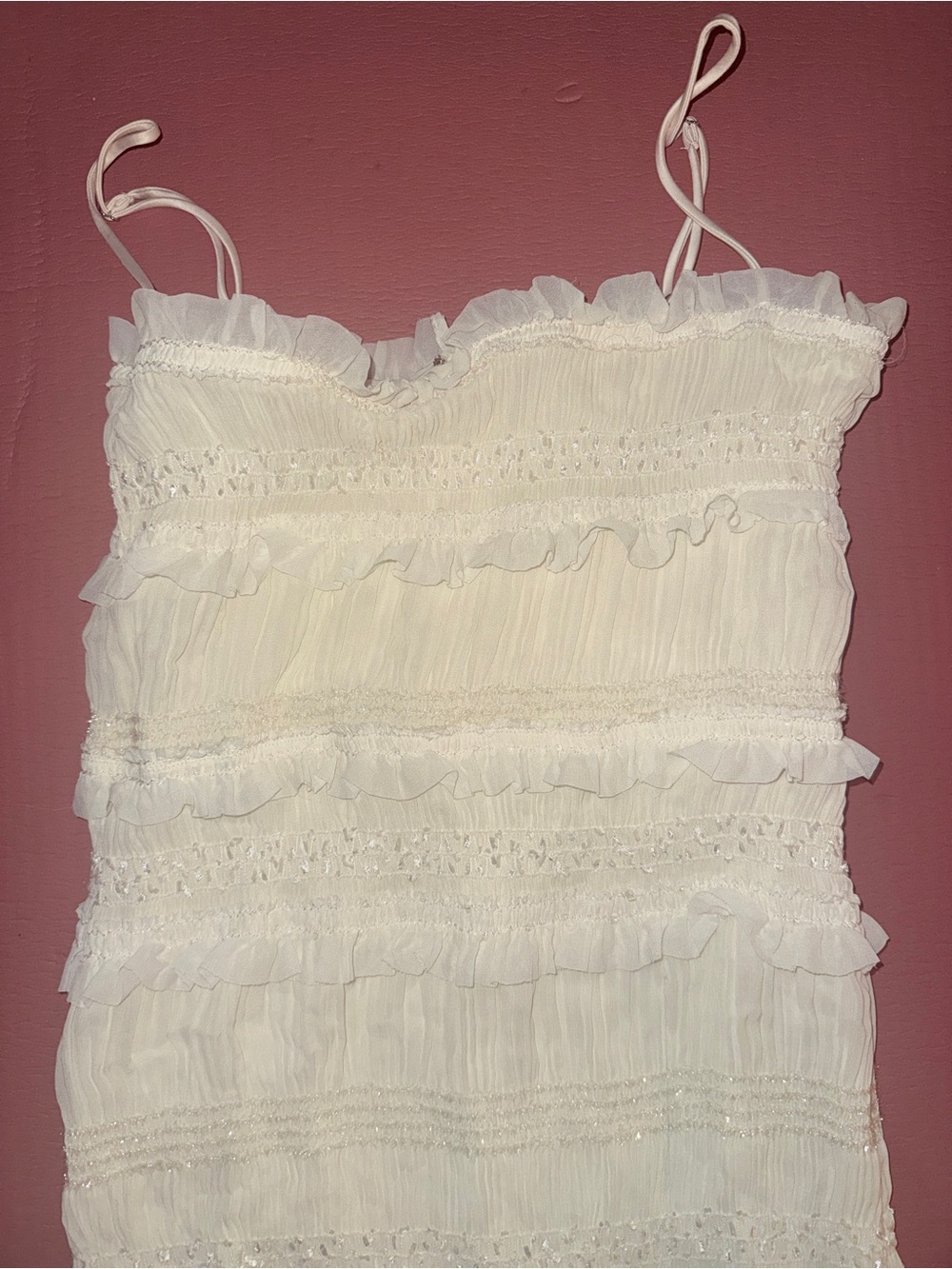 House of CB Solana Ivory Sequin Pleat Maxi Dress size medium - Picture 6 of 16
